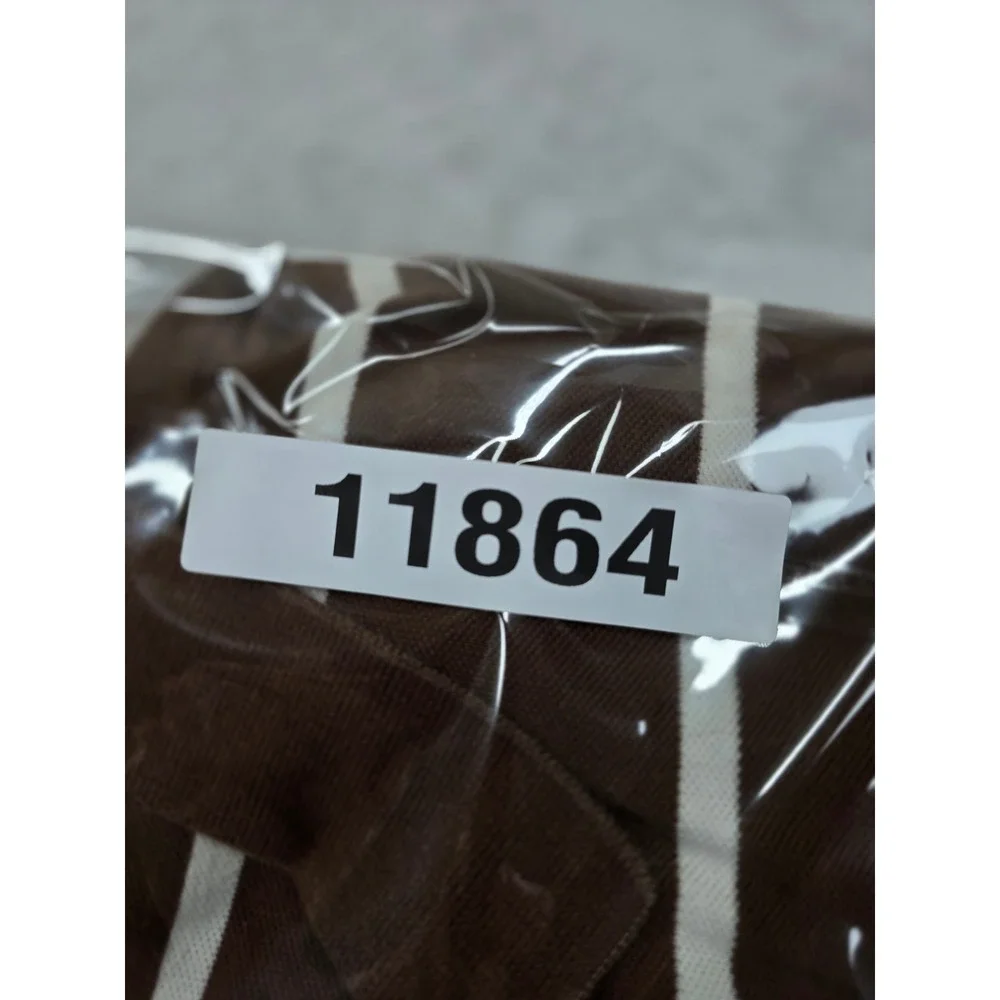 Polo Ralph Lauren Polo Shirt Mens 2XB Big Tall Brown White Striped‎ Work Chore